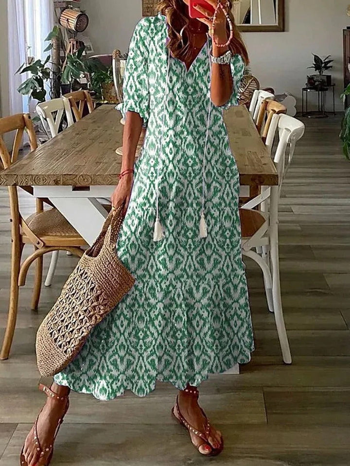 Robe Longue Bohème à Taille Ajustable et Tissu Aérien