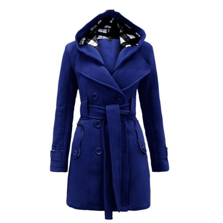 Élodie | manteau en laine avec capuche et boutons avec ceinture