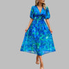 Robe mi-longue décontractée à col en V pour femme