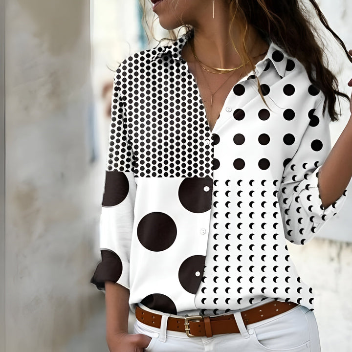 Blouse Décontractée à Motif avec Manches 3/4 et Col en V