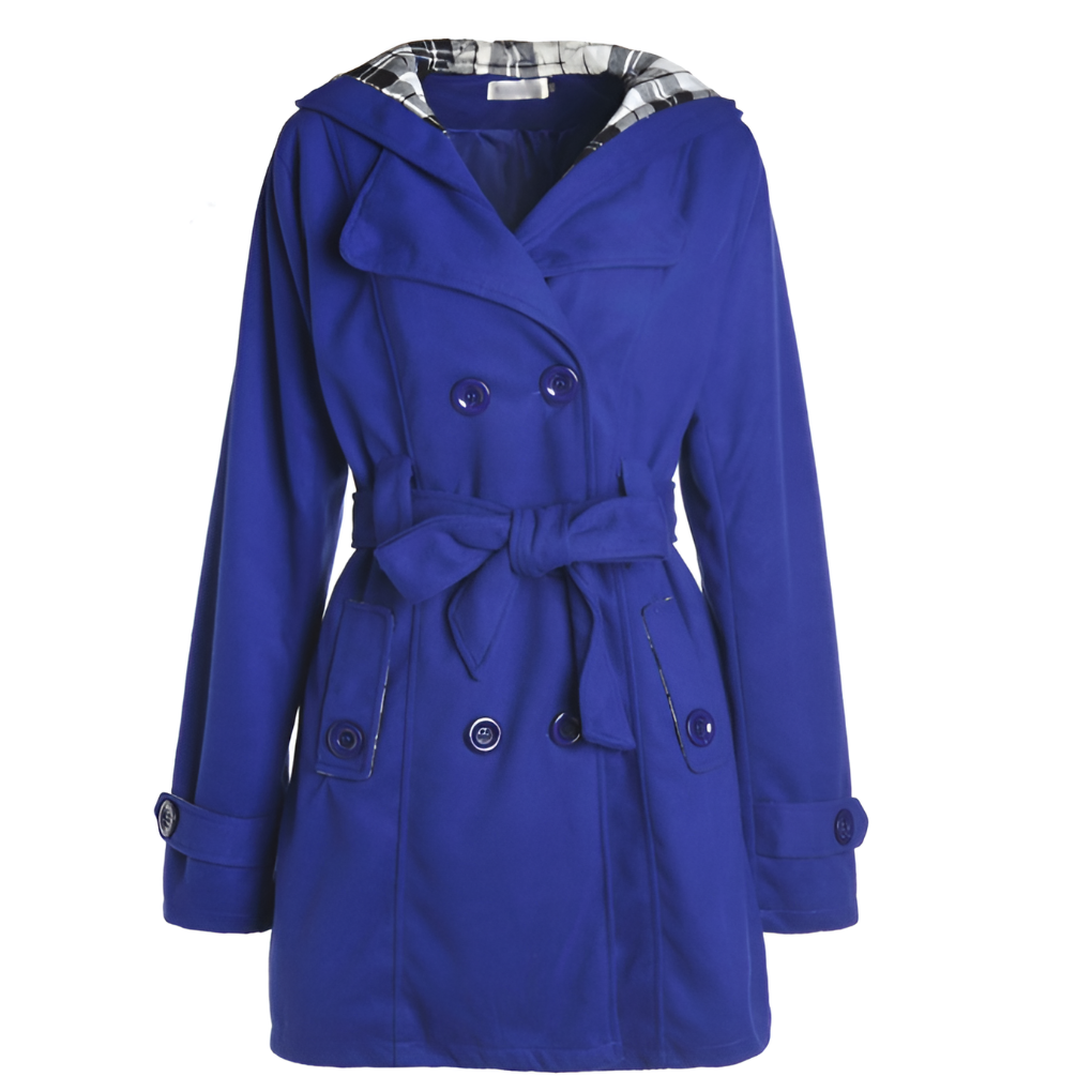 Élodie | manteau en laine avec capuche et boutons avec ceinture